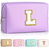 Topeast Personalized Birthday Gifts For Women Preppy Patch Makeup Bag Chenille Letter Pouch Cosmetic Bag Travel Organizer Ch