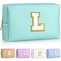 Topeast Personalized Birthday Gifts For Women Preppy Patch Makeup Bag Chenille Letter Pouch Cosmetic Bag Travel Organizer Ch