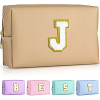 Topeast Birthday Gifts For Girls Travel Makeup Bag Chenille Letter Pouch Cosmetic Bag Makeup Travel Organizer Monogrammed Bri