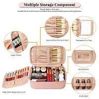 Ocheal Makeup Bag Travel Makeup Bag With Multicompartmentslarge Capacity Pink Cosmetic Bags Organizer For Women Girlswaterpr