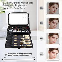 Monstina 165Makeup Bag With Led Mirror Rechargeable Plus Lighted Up Mirrorprofessional Makeup Artist Box With10X Magnifying M