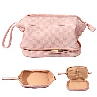 Abiudeng Large Pink Makeup Bagwaterproof Cosmetic Bagmake Up Travel Bag Essentialscute Travel Toiletry Bag For Women Makeup B