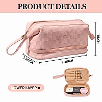 Abiudeng Large Pink Makeup Bagwaterproof Cosmetic Bagmake Up Travel Bag Essentialscute Travel Toiletry Bag For Women Makeup B