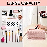 Abiudeng Large Pink Makeup Bagwaterproof Cosmetic Bagmake Up Travel Bag Essentialscute Travel Toiletry Bag For Women Makeup B