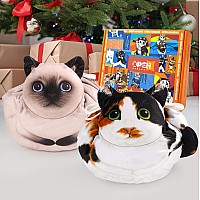 Openhahaha Drawstring Makeup Bag Cat Makeup Bag Travel Makeup Organizer Cosmetic Pouch Bag Cat Gift For Women Lay Flat Make