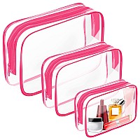 Auruza 3 Pack Clear Toiletry Bagportable Travel Makeup Bags With Zipper Tsa Approved Clear Organizer Bags Pvc Cosmetic Pouch