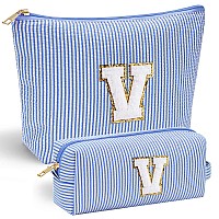 Yoolife Initial Makeup Bag Gifts 2 Pieces Make Up Bag Makeup Pouch Travel Makeup Bag Cosmetic Bags For Women Makeup Organizer