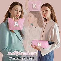 Yoolife Birthday Gifts For Women Girls Personalized Initial Cute Pink Makeup Bags Cosmetic Bag Make Up Bag Toiletry Pouch Gift