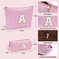 Yoolife Birthday Gifts For Women Girls Personalized Initial Cute Pink Makeup Bags Cosmetic Bag Make Up Bag Toiletry Pouch Gift