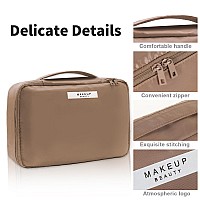 Queboom Travel Makeup Bag Cosmetic Bag Makeup Bag Toiletry Bag For Women And Men Coffee