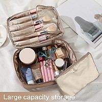 Queboom Travel Makeup Bag Cosmetic Bag Makeup Bag Toiletry Bag For Women And Men Coffee