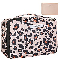 Queboom Travel Makeup Bag Cosmetic Bag Makeup Bag Toiletry Bag For Women And Men Brown Leopard