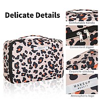 Queboom Travel Makeup Bag Cosmetic Bag Makeup Bag Toiletry Bag For Women And Men Brown Leopard