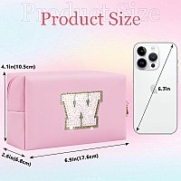 Glitter Initial Letter Makeup Bag Small Personalized Sequins Letters Pu Leather Cosmetic Bag Portable Waterproof Makeup Zipper