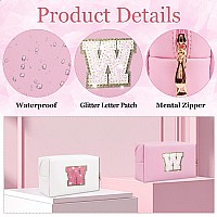 Glitter Initial Letter Makeup Bag Small Personalized Sequins Letters Pu Leather Cosmetic Bag Portable Waterproof Makeup Zipper