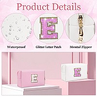 Glitter Initial Letter Makeup Bag Small Personalized Sequins Letters Pu Leather Cosmetic Bag Portable Waterproof Makeup Zipper