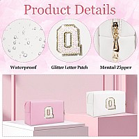 Glitter Initial Letter Makeup Bag Small Personalized Sequins Letters Pu Leather Cosmetic Bag Portable Waterproof Makeup Zipper