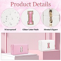 Glitter Initial Letter Makeup Bag Small Personalized Sequins Letters Pu Leather Cosmetic Bag Portable Waterproof Makeup Zipper