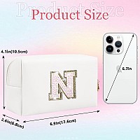 Glitter Initial Letter Makeup Bag Small Personalized Sequins Letters Pu Leather Cosmetic Bag Portable Waterproof Makeup Zipper