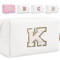 Glitter Initial Letter Makeup Bag Small Personalized Sequins Letters Pu Leather Cosmetic Bag Portable Waterproof Makeup Zipper