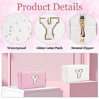 Glitter Initial Letter Makeup Bag Small Personalized Sequins Letters Pu Leather Cosmetic Bag Portable Waterproof Makeup Zipper