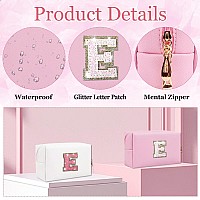 Glitter Initial Letter Makeup Bag Small Personalized Sequins Letters Pu Leather Cosmetic Bag Portable Waterproof Makeup Zipper