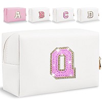 Glitter Initial Letter Makeup Bag Small Personalized Sequins Letters Pu Leather Cosmetic Bag Portable Waterproof Makeup Zipper