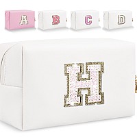 Glitter Initial Letter Makeup Bag Small Personalized Sequins Letters Pu Leather Cosmetic Bag Portable Waterproof Makeup Zipper