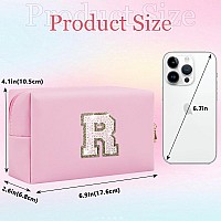 Glitter Initial Letter Makeup Bag Small Personalized Sequins Letters Pu Leather Cosmetic Bag Portable Waterproof Makeup Zipper