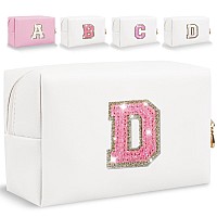 Glitter Initial Letter Makeup Bag Small Personalized Sequins Letters Pu Leather Cosmetic Bag Portable Waterproof Makeup Zipper