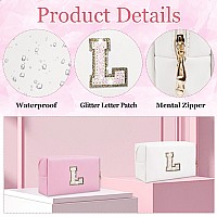 Glitter Initial Letter Makeup Bag Small Personalized Sequins Letters Pu Leather Cosmetic Bag Portable Waterproof Makeup Zipper