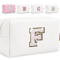 Glitter Initial Letter Makeup Bag Small Personalized Sequins Letters Pu Leather Cosmetic Bag Portable Waterproof Makeup Zipper