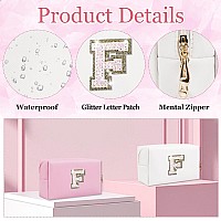 Glitter Initial Letter Makeup Bag Small Personalized Sequins Letters Pu Leather Cosmetic Bag Portable Waterproof Makeup Zipper