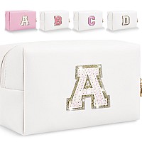 Glitter Initial Letter Makeup Bag Small Personalized Sequins Letters Pu Leather Cosmetic Bag Portable Waterproof Makeup Zipper