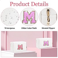 Glitter Initial Letter Makeup Bag Small Personalized Sequins Letters Pu Leather Cosmetic Bag Portable Waterproof Makeup Zipper