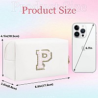 Glitter Initial Letter Makeup Bag Small Personalized Sequins Letters Pu Leather Cosmetic Bag Portable Waterproof Makeup Zipper