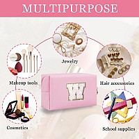 Personalized Initial Letter Patch Makeup Bag Preppy Glitter Letter Makeup Organizer Cute Monogrammed Pouch Cosmetic Bag Pu Lea