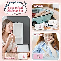 Initial Letter Patch Makeup Bag Small Preppy Az Glitter Letter Cosmetic Bag Pu Leather Waterproof Travel Toiletry Bagcute Ma