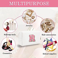 Personalized Initial Letter Makeup Bag Small Glitter Letter Patch Cosmetic Pouch Zipper Preppy Makeup Organizer Pu Waterproof