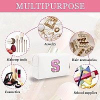 Personalized Initial Letter Makeup Bag Small Glitter Letter Patch Cosmetic Pouch Zipper Preppy Makeup Organizer Pu Waterproof