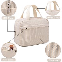 Makeup Bag For Women Girls Cute Corduroy Travel Cosmetic Tote Large Make Up Organizer Toiletry Bags Zipper Pouch Pursesplit Bot