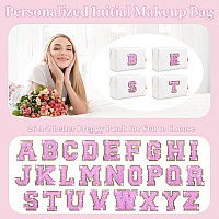 Small Personalized Initial Letter Makeup Bag Preppy Cute White Makeup Bag Cosmetic Zipper Pouch Waterproof Pu Leather Travel T