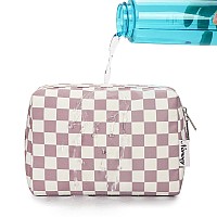 Large Makeup Bag Zipper Pouch Travel Cosmetic Organizer For Women Large Dusty Rose Checkerboard