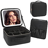 Relavel Makeup Bag With Led Mirror Travel Make Up Bag Cosmetic Organizer Case With Makeup Mirror For Women Rechargeable Vanity