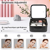 Relavel Makeup Bag With Led Mirror Travel Make Up Bag Cosmetic Organizer Case With Makeup Mirror For Women Rechargeable Vanity