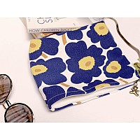 Happyheidi Small Canvas Makeup Bag Floral Cosmetic Travel Pouch With Bottom Make Up Purse Organizer Zipper Closure Lined Blu