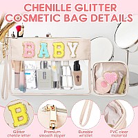 Hillban 2 Pcs Baby Bag Set For Boys Girls Chenille Letter Bags Preppy Patch Makeup Bag Baby Travel Bags Waterproof Portable To