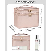 Travel Makeup Bag Organizer Large Make Up Bag For Women Double Layer Cosmetic Bag With Removable Dividers Portable Makeup Cas