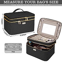 Bafamye 88L Double Layer Travel Makeup Bag With Mirror For Women Large Cosmetic Case Organizer For Travelsize Accessories Bo