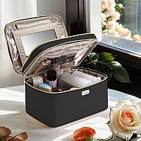 Bafamye 88L Double Layer Travel Makeup Bag With Mirror For Women Large Cosmetic Case Organizer For Travelsize Accessories Bo